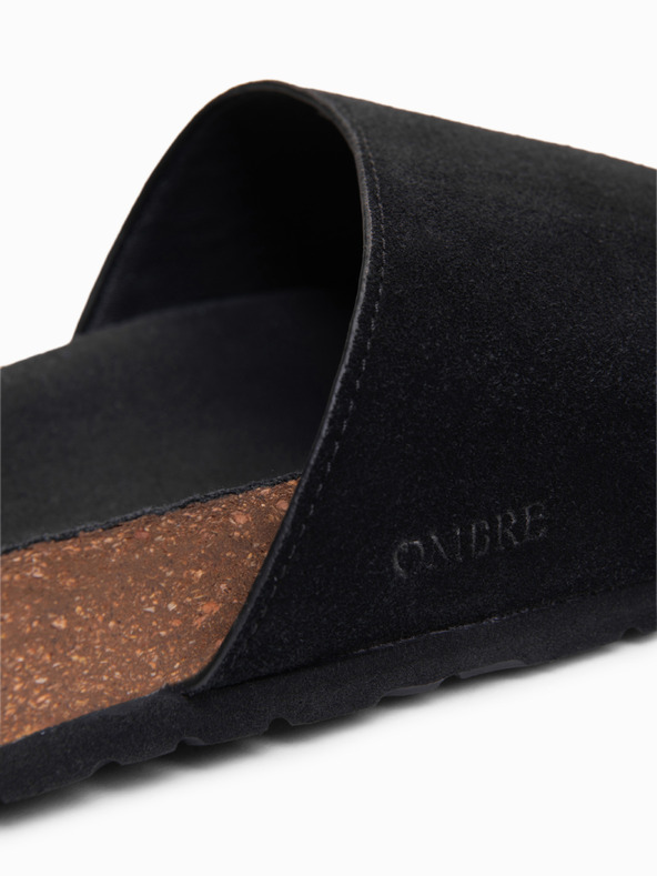 Ombre Clothing Férfi természetes velúr papucs parafa talppal - teve V1 OM-FOSF-0247 Ombre Clothing