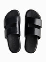Ombre Clothing Férfi bőr papucs gumitalppal - fekete V1 OM-FOSF-0248 Ombre Clothing