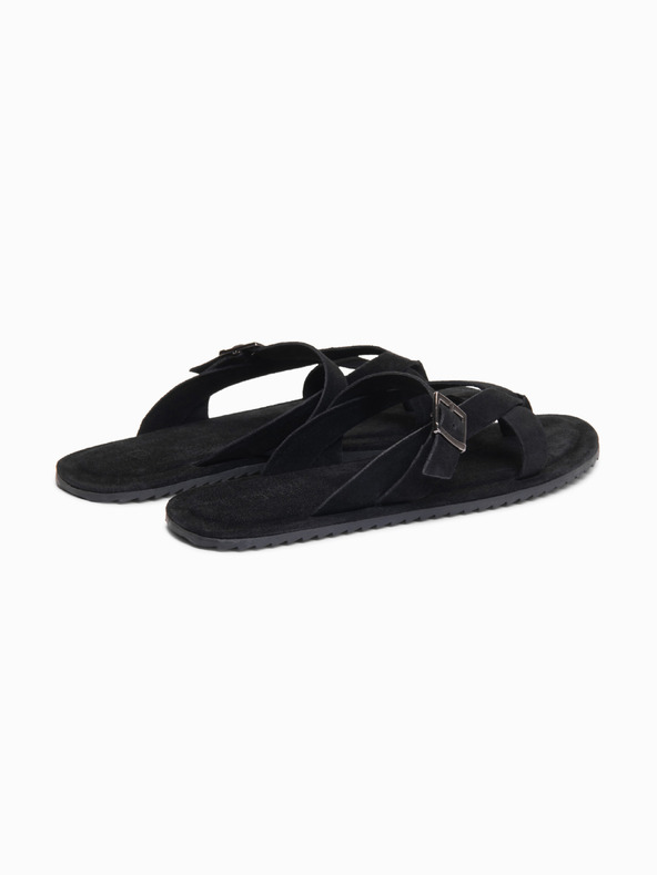Ombre Clothing Férfi velúr papucs további stabilizáló szalagokkal - fekete V1 OM-FOSF-0253 Ombre Clothing
