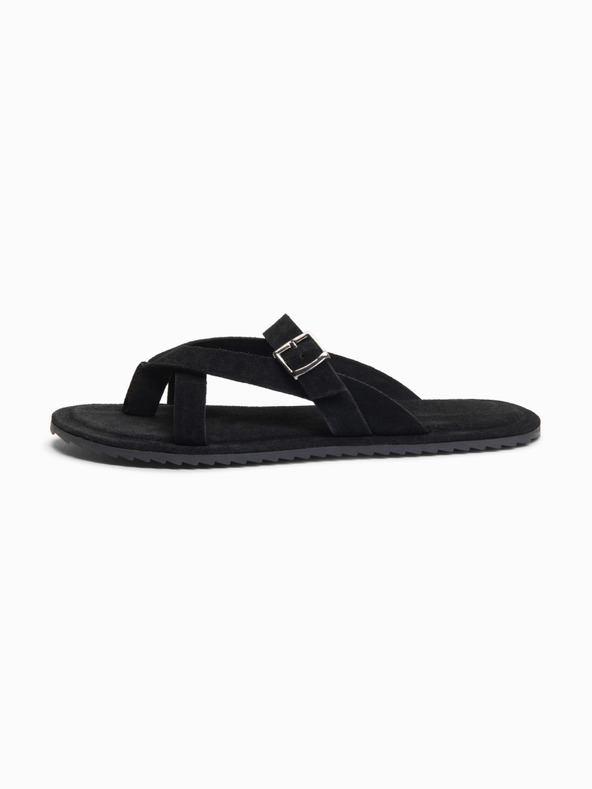Ombre Clothing Férfi velúr papucs további stabilizáló szalagokkal - fekete V1 OM-FOSF-0253 Ombre Clothing