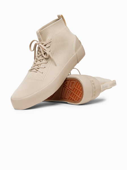 Ombre Clothing Egyszínű férfi sportcipő magas pamut felsőrésszel – bézs V3 OM-FOKS-0201 Ombre Clothing