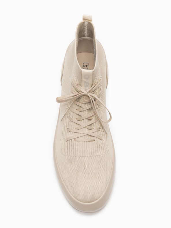 Ombre Clothing Egyszínű férfi sportcipő magas pamut felsőrésszel – bézs V3 OM-FOKS-0201 Ombre Clothing