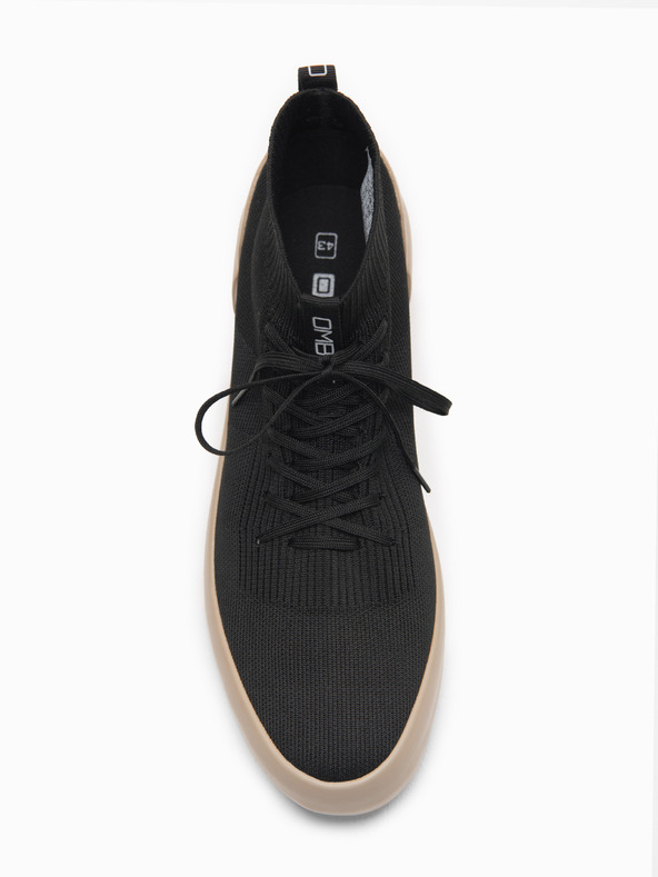 Ombre Clothing Férfi egyszínű sportcipő magas pamut felsőrésszel – fekete V4 OM-FOKS-0201 Ombre Clothing