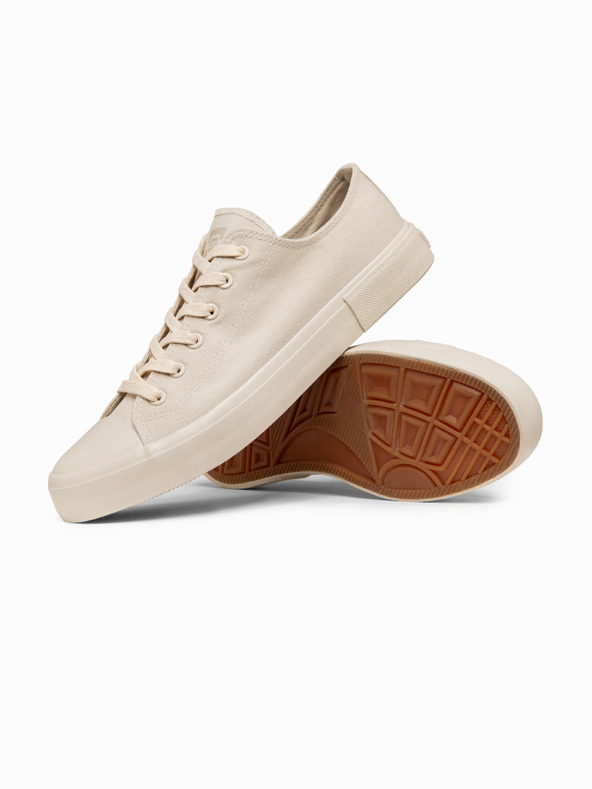 Ombre Clothing Egyszínű alacsony férfi sportcipő – világos bézs V2 OM-FOTL-0189 Ombre Clothing