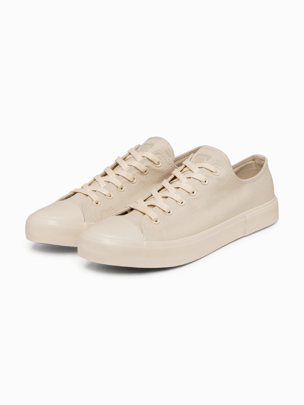 Ombre Clothing Egyszínű alacsony férfi sportcipő – világos bézs V2 OM-FOTL-0189 Ombre Clothing