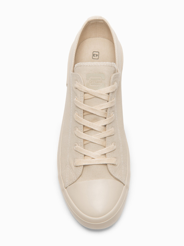 Ombre Clothing Egyszínű alacsony férfi sportcipő – világos bézs V2 OM-FOTL-0189 Ombre Clothing