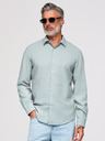 Ombre Clothing Férfi viszkóz és lenvászon ing regular szabásban – pasztell zöld V4 OM-SHCS-0190 Ombre Clothing