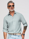 Ombre Clothing Férfi viszkóz és lenvászon ing regular szabásban – pasztell zöld V4 OM-SHCS-0190 Ombre Clothing