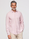 Ombre Clothing Férfi viszkóz és lenvászon ing, regular szabás – pasztell rózsaszín V3 OM-SHCS-0190 Ombre Clothing