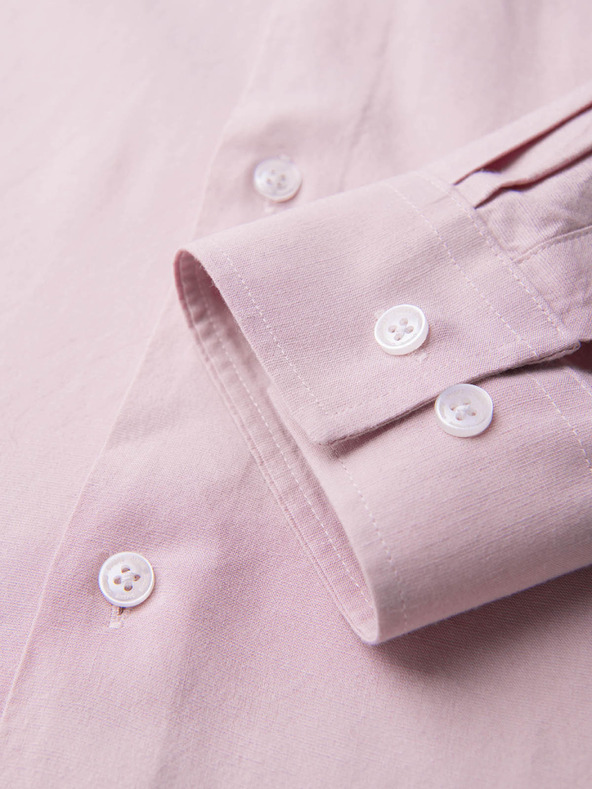 Ombre Clothing Férfi viszkóz és lenvászon ing, regular szabás – pasztell rózsaszín V3 OM-SHCS-0190 Ombre Clothing