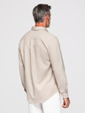 Ombre Clothing Férfi viszkóz és lenvászon ing, regular szabás – bézs V1 OM-SHCS-0190 Ombre Clothing