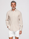Ombre Clothing Férfi viszkóz és lenvászon ing, regular szabás – bézs V1 OM-SHCS-0190 Ombre Clothing