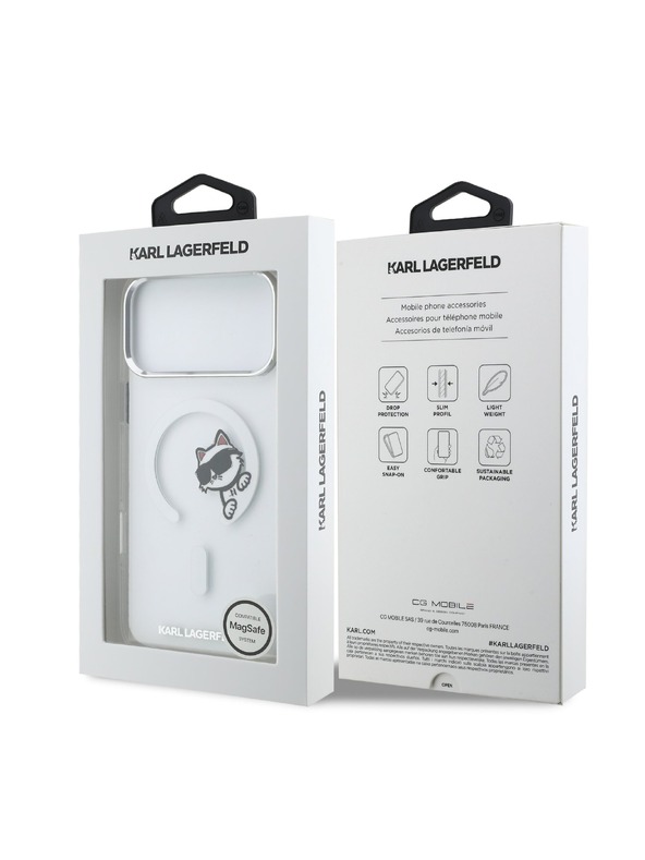 Karl Lagerfeld Karl Lagerfeld IML Choupette Peekaboo MagSafe Hátsó Tok iPhone 17 Pro Max-hoz Átlátszó