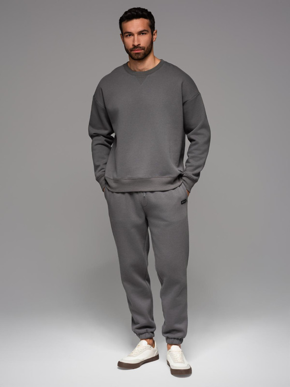 Ombre Clothing Klasszikus uniszex jogging nadrág húzózsinórral - szürke V18 OU-PSBC-0100 Ombre Clothing