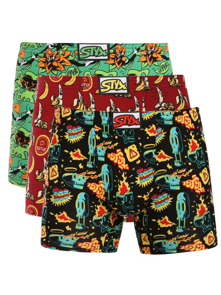 Styx Hármas csomag - férfi boxer Styx long art klasszikus gumi többszínű