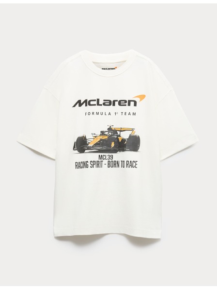 Marks & Spencer Tiszta pamut pólóing McLaren™ grafikai motívummal (2–16 év) Marks & Spencer fehér