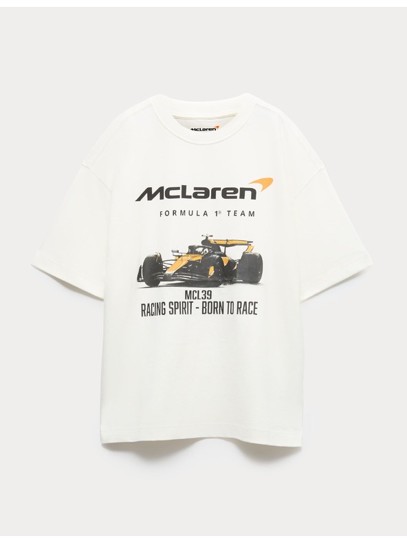 Marks & Spencer Tiszta pamut pólóing McLaren™ grafikai motívummal (2–16 év) Marks & Spencer fehér