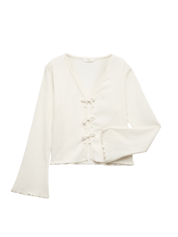 Marks & Spencer Jersey kötött kardigan (6–16 év) Marks & Spencer krém