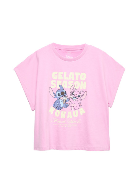 Marks & Spencer Felsőrész Lilo & Stitch™ grafikával tiszta pamutból (6–16 év) Marks & Spencer lila