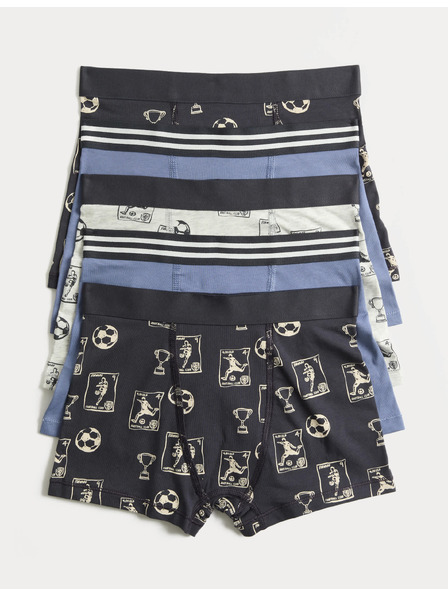 Marks & Spencer Magas pamuttartalmú focinyomatos boxeralsó, 5 pár (5–16 év) Marks & Spencer fekete