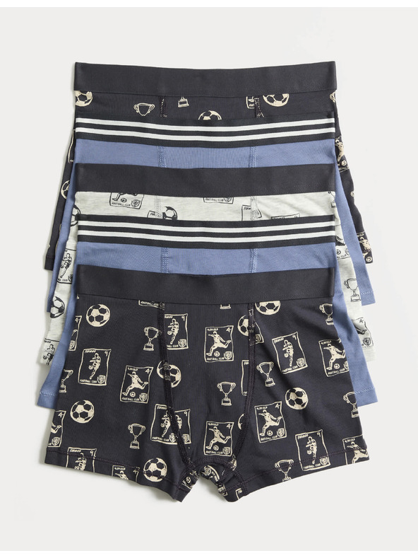 Marks & Spencer Magas pamuttartalmú focinyomatos boxeralsó, 5 pár (5–16 év) Marks & Spencer fekete