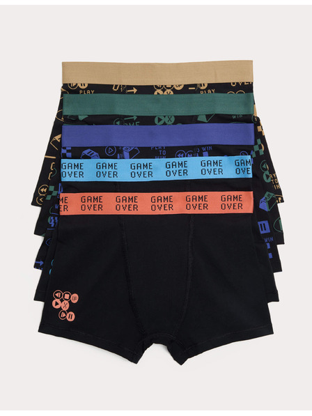 Marks & Spencer 5 pár magas pamuttartalmú játékmotívumos boxeralsó csomag (5–16 év) Marks & Spencer fekete