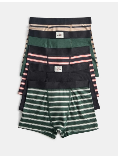Marks & Spencer Csíkos, rugalmas derekú pamut alsónadrág, 5 db egy csomagban (5-16 éves) Marks & Spencer multicolor