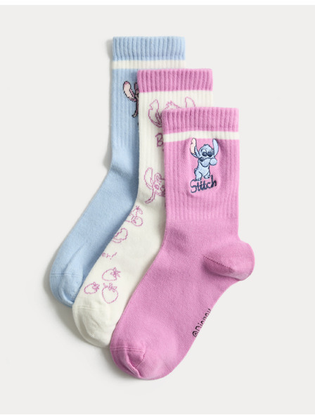 Marks & Spencer Lilo & Stitch™ zokni, 3 páros szett (6 kicsi – 7 nagy) Marks & Spencer rózsaszín