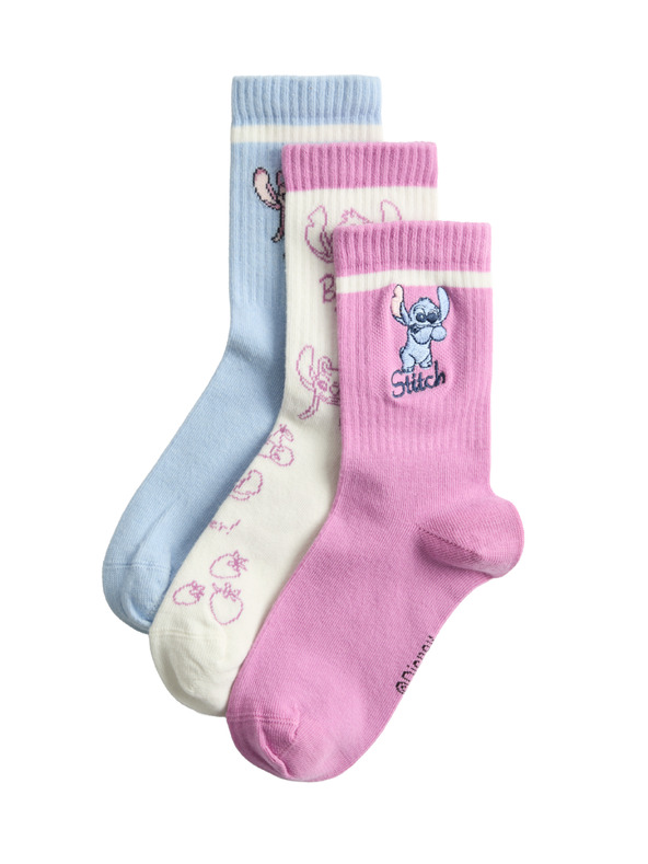 Marks & Spencer Lilo & Stitch™ zokni, 3 páros szett (6 kicsi – 7 nagy) Marks & Spencer rózsaszín