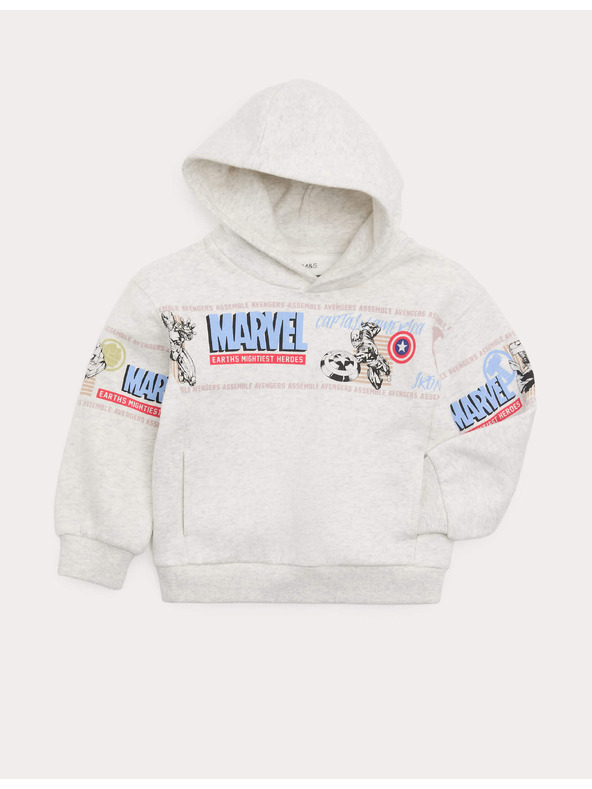 Marks & Spencer Marvel™ kapucnis magas pamuttartalmú pulóver (2–8 év) Marks & Spencer szürke