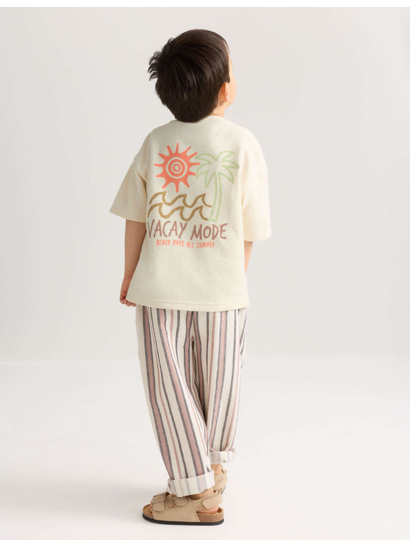 Marks & Spencer Tiszta pamut textúrázott grafikai póló (2–8 év) Marks & Spencer krém