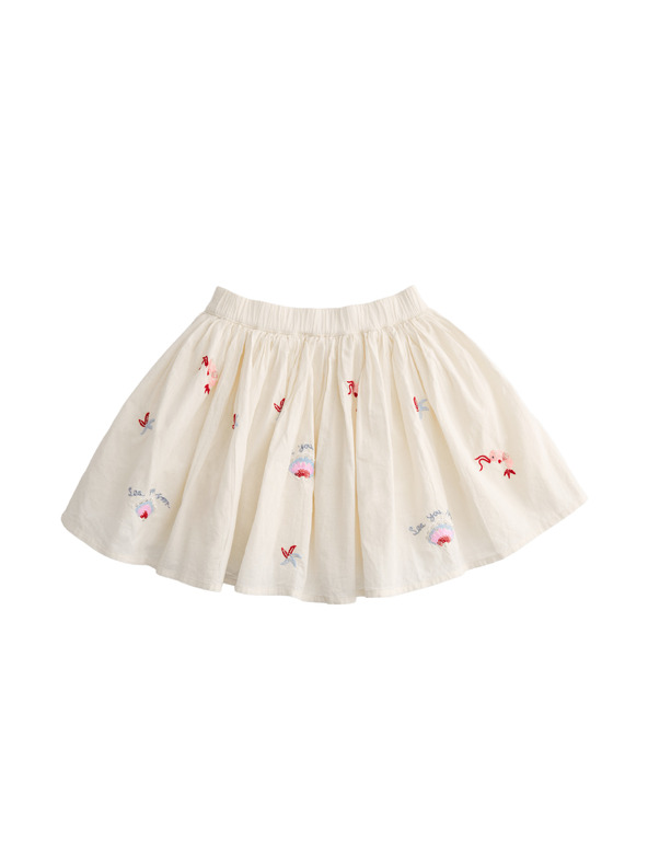 Marks & Spencer Hímzett magas pamuttartalmú mini szoknya (2–10 év) Marks & Spencer krém