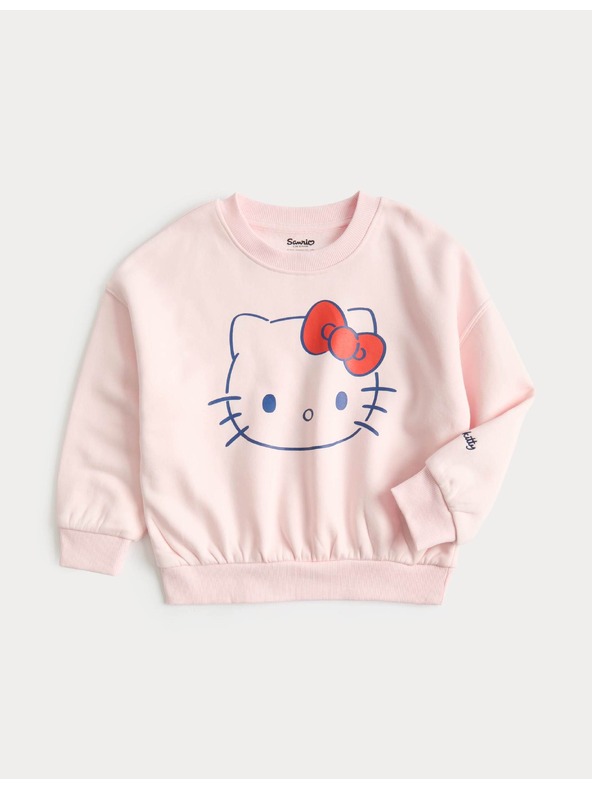 Marks & Spencer Hello Kitty™ mintás magas pamuttartalmú pulóver (2–8 év) Marks & Spencer rózsaszín