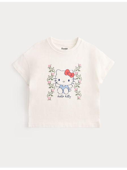 Marks & Spencer Hello Kitty™ póló, tiszta pamut (2-8 éves korig) Marks & Spencer törtfehér