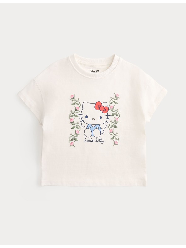 Marks & Spencer Hello Kitty™ póló, tiszta pamut (2-8 éves korig) Marks & Spencer törtfehér