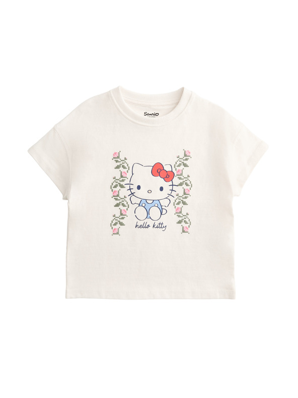 Marks & Spencer Hello Kitty™ póló, tiszta pamut (2-8 éves korig) Marks & Spencer törtfehér