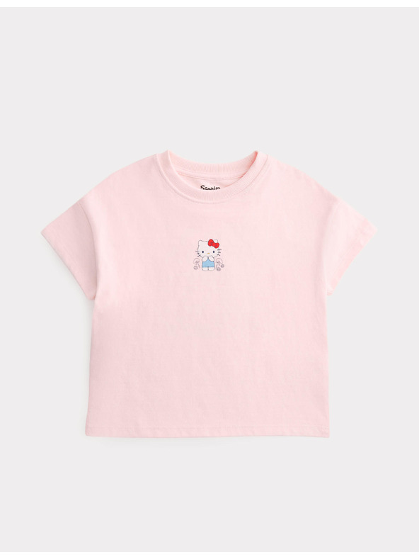 Marks & Spencer Hello Kitty™ mintás póló, tiszta pamutból (2–8 év) Marks & Spencer rózsaszín
