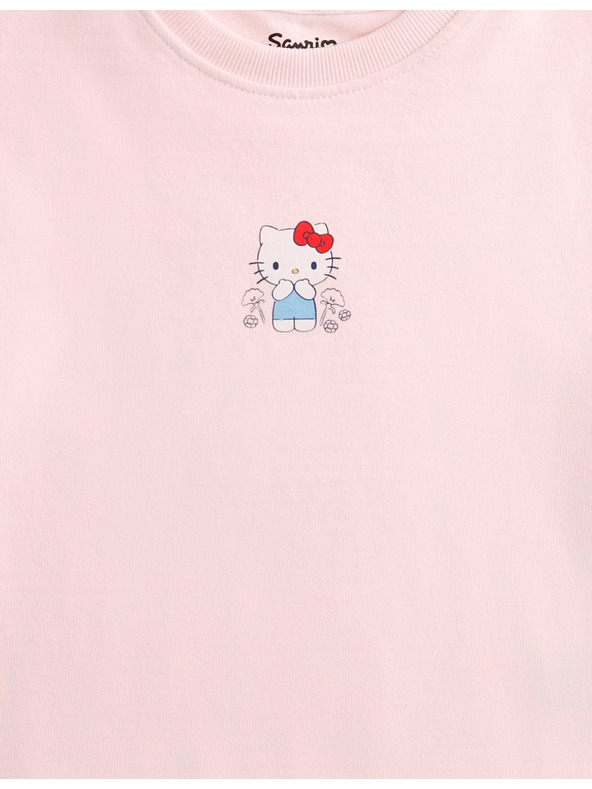 Marks & Spencer Hello Kitty™ mintás póló, tiszta pamutból (2–8 év) Marks & Spencer rózsaszín