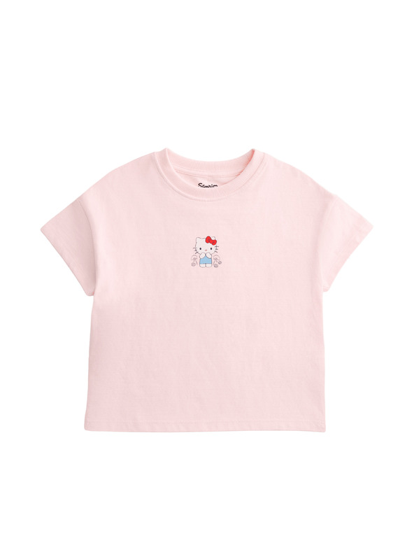 Marks & Spencer Hello Kitty™ mintás póló, tiszta pamutból (2–8 év) Marks & Spencer rózsaszín