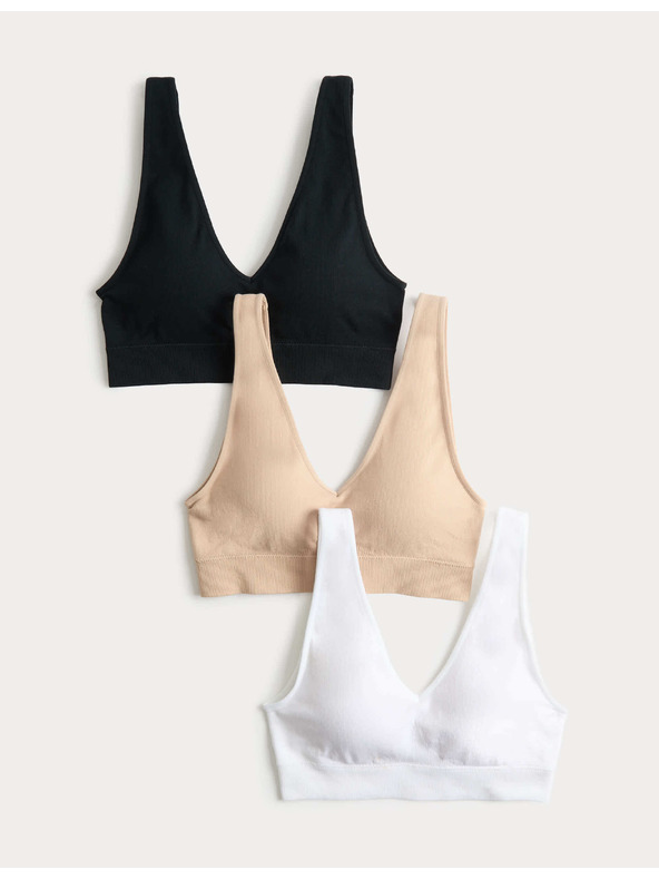 Marks & Spencer Varrás nélküli V-nyakú topok, 3 db Marks & Spencer fekete