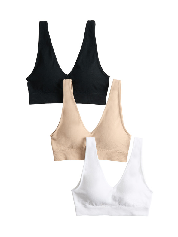 Marks & Spencer Varrás nélküli V-nyakú topok, 3 db Marks & Spencer fekete