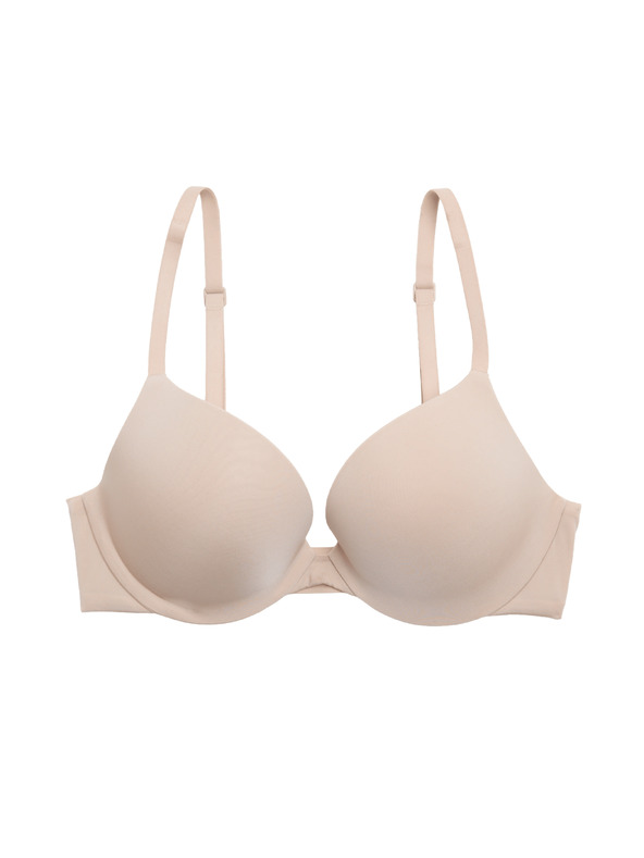 Marks & Spencer Láthatatlan Body Invisibles™ dekoltázs push-up melltartó kötöttel, (A–E) Marks & Spencer bézs