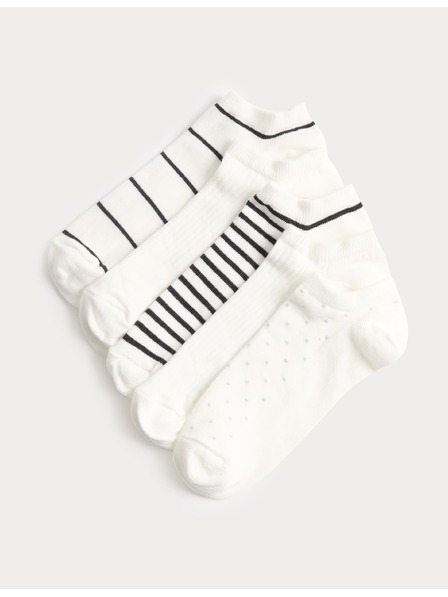 Marks & Spencer Mintázott rövid edzőzokni Trainer Liners™, magas pamuttartalommal, 5 pár készlet Marks & Spencer fekete
