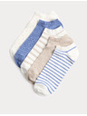 Marks & Spencer Mintázott rövid edzőzokni Trainer Liners™, magas pamuttartalommal, 5 pár készlet Marks & Spencer kék
