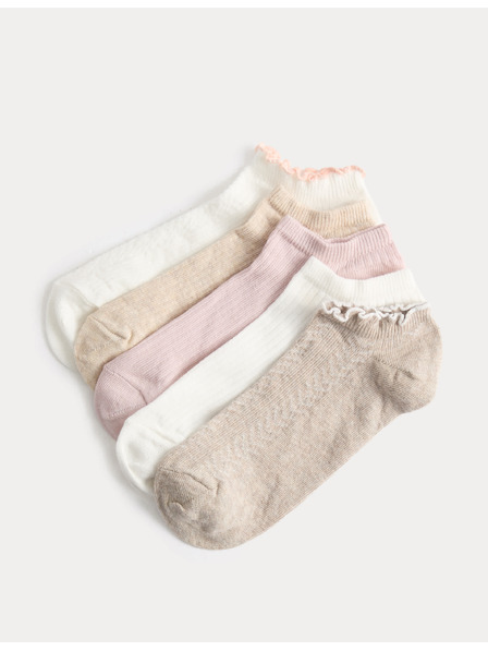 Marks & Spencer Mintázott rövid edzőzokni Trainer Liners™ magas pamuttartalommal, 5 pár készlet Marks & Spencer rózsaszín