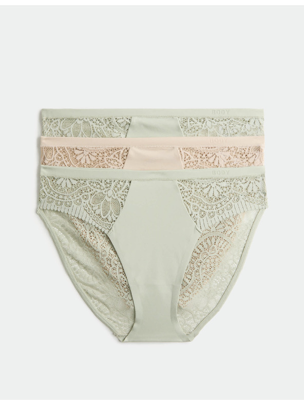 Marks & Spencer Magasan kivágott Body Soft™ alsó, 3 db-os szett Marks & Spencer zöld