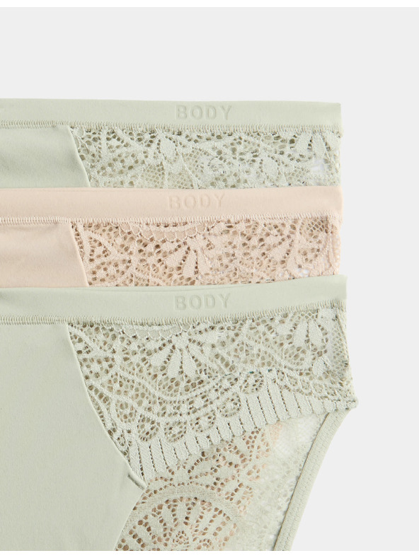 Marks & Spencer Magasan kivágott Body Soft™ alsó, 3 db-os szett Marks & Spencer zöld