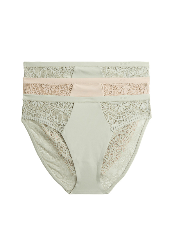 Marks & Spencer Magasan kivágott Body Soft™ alsó, 3 db-os szett Marks & Spencer zöld