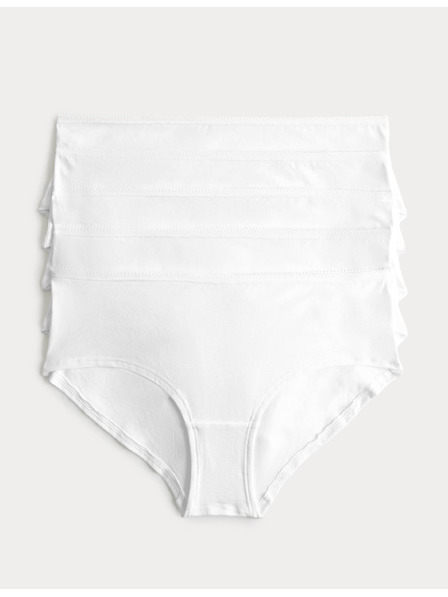 Marks & Spencer Alacsonyan tárolt rövidnadrág pamutból és lycra®-ból, 5 darab csomag Marks & Spencer fehér