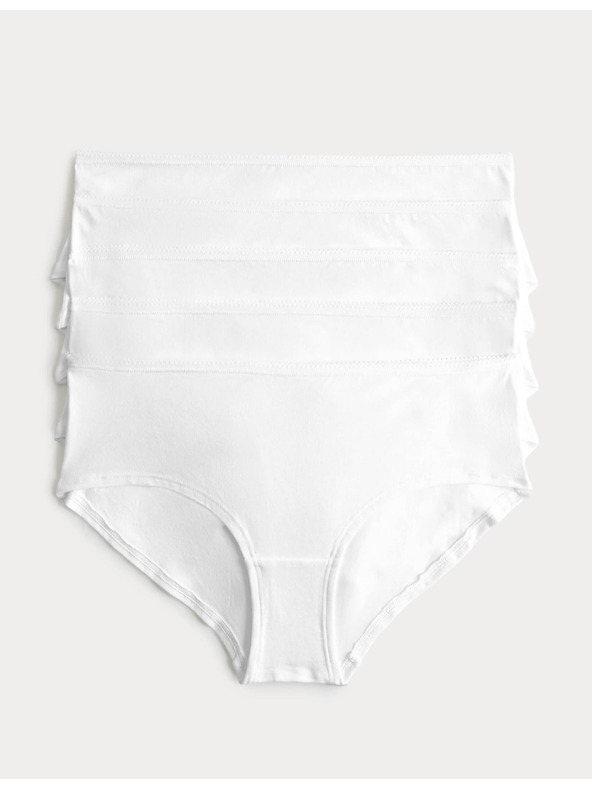 Marks & Spencer Alacsonyan tárolt rövidnadrág pamutból és lycra®-ból, 5 darab csomag Marks & Spencer fehér
